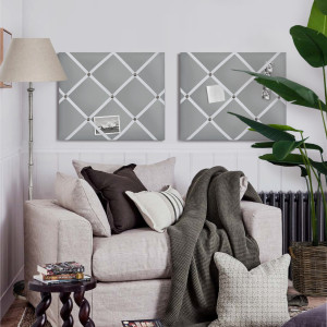 Loft grey ribbon memo board with a cool neutral fabric finish